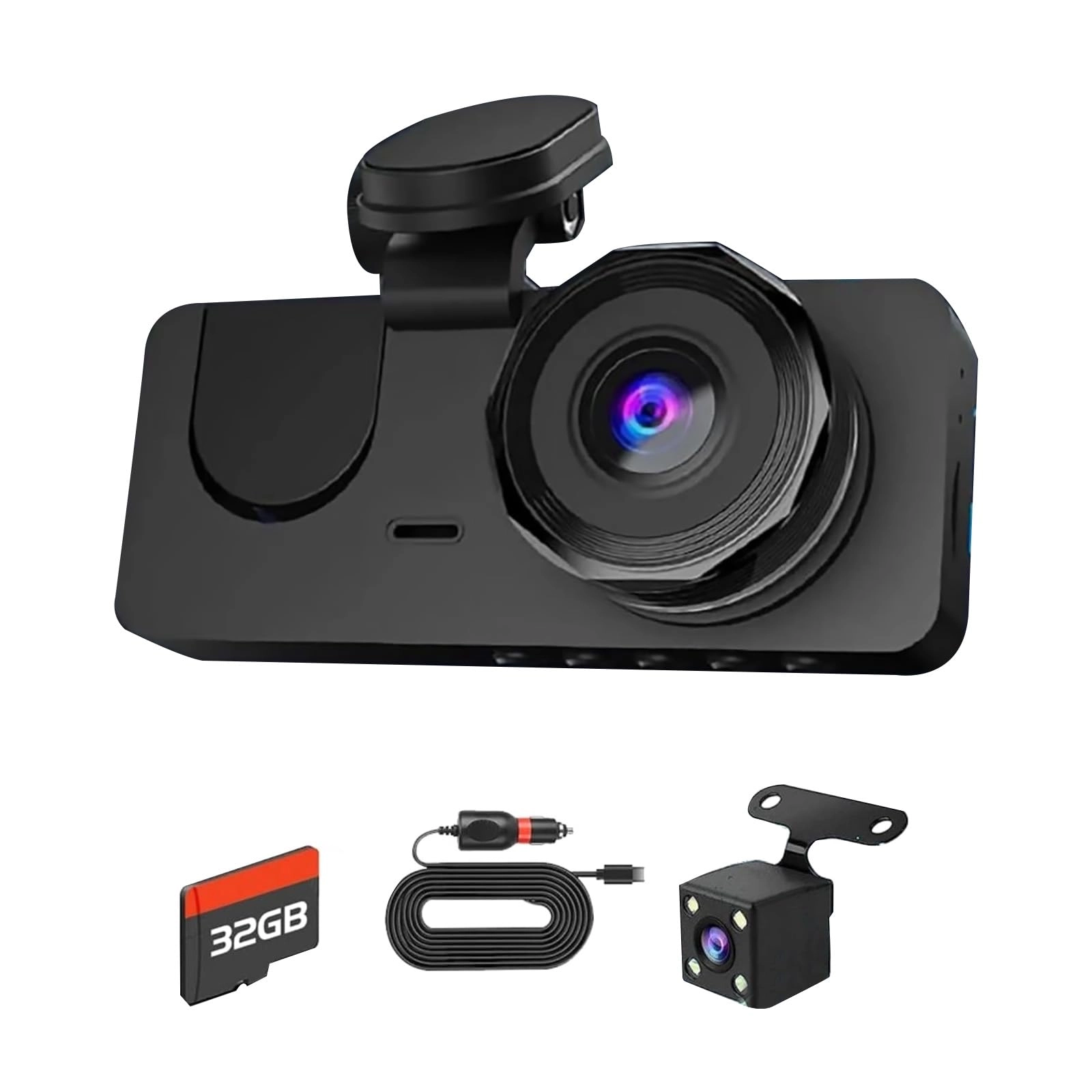 TECKEEN WiFi Dash Camera - Dual Lens 3 Channel 32GB
