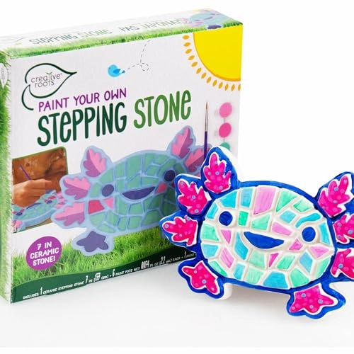 Creative Roots Axolotl Stepping Stone Kit - 7-Inch Paintable 6 Acrylic Paints