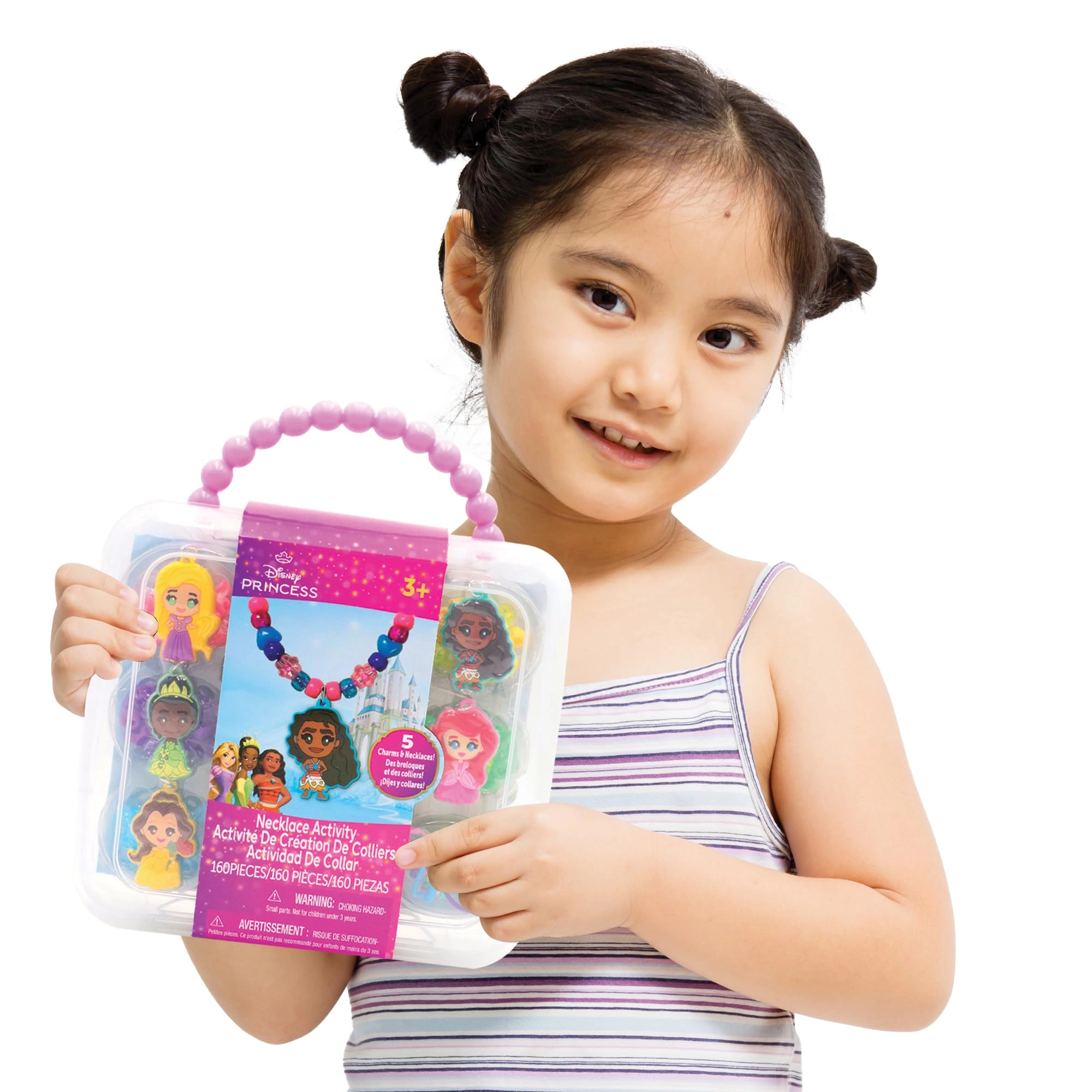 Princess Necklace Activity Set - Jewelry Making Kit 5 necklaces Portable Storage Case