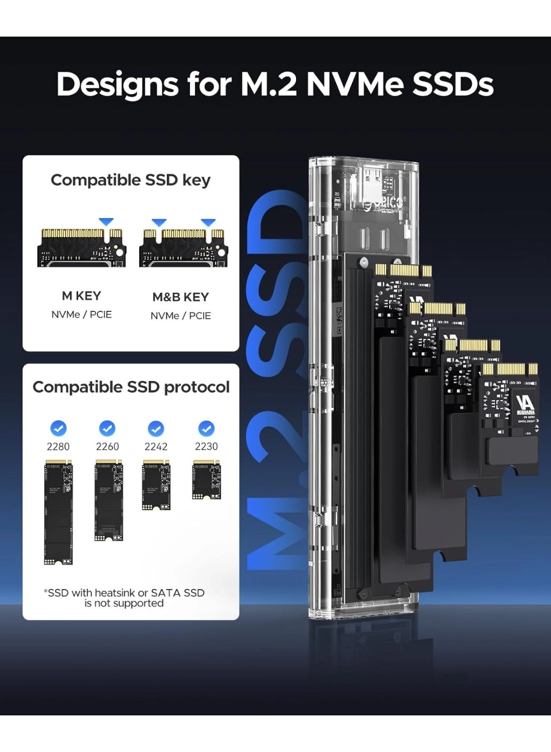 M.2 NGFF NVMe Enclosure - USB 3.2 Type C 10Gbps
