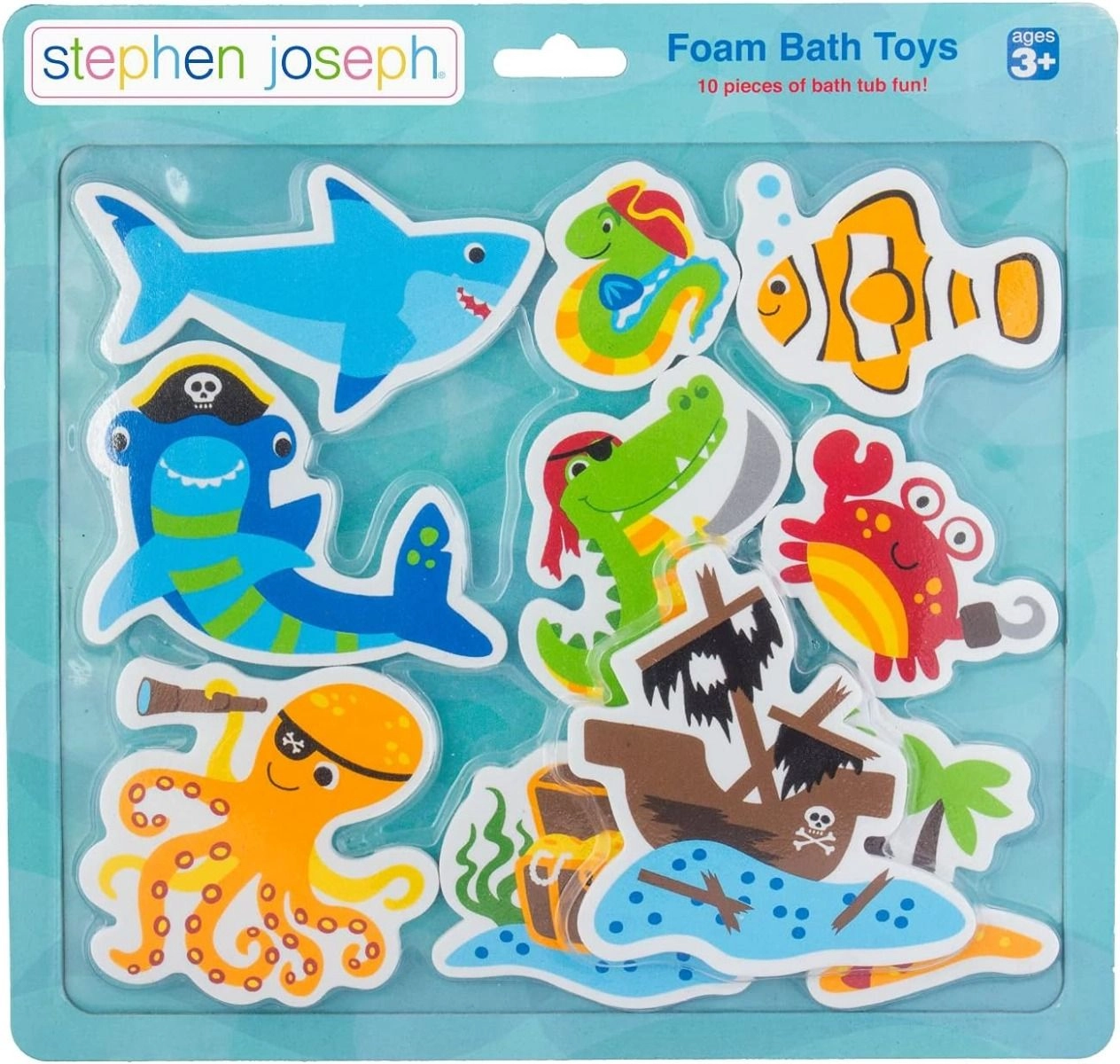 Stephen Joseph Foam Bath Toy - 10pcs Shark Blue