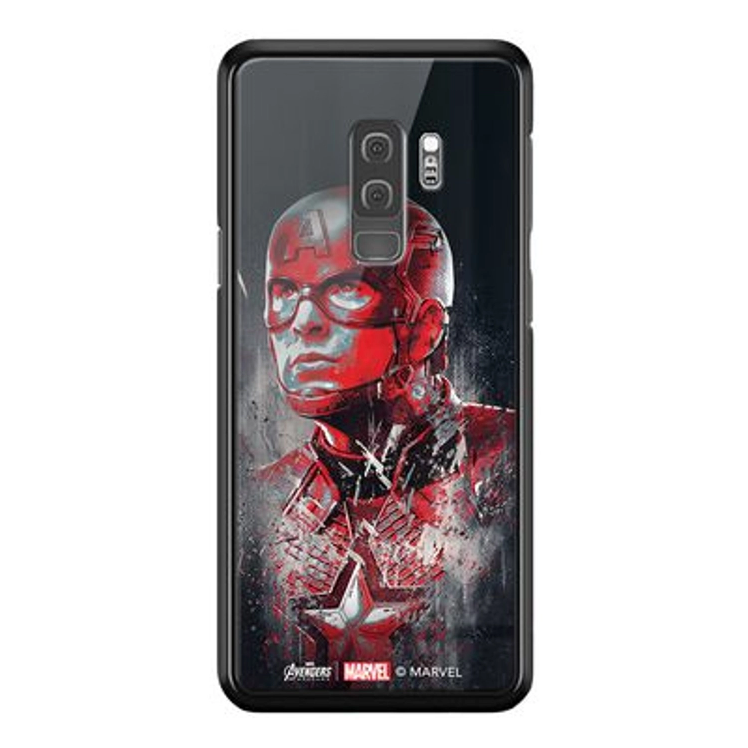 Wackylicious Captain America Back Case - TPU Bumper Case + Tempered Glass Back for Galaxy S9 Plus