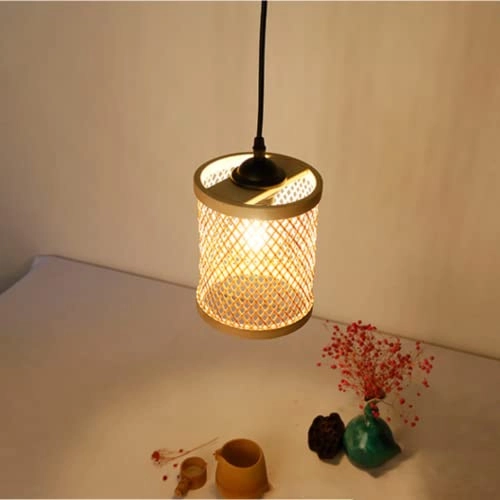 Bamboo Chandelier with Fish Basket