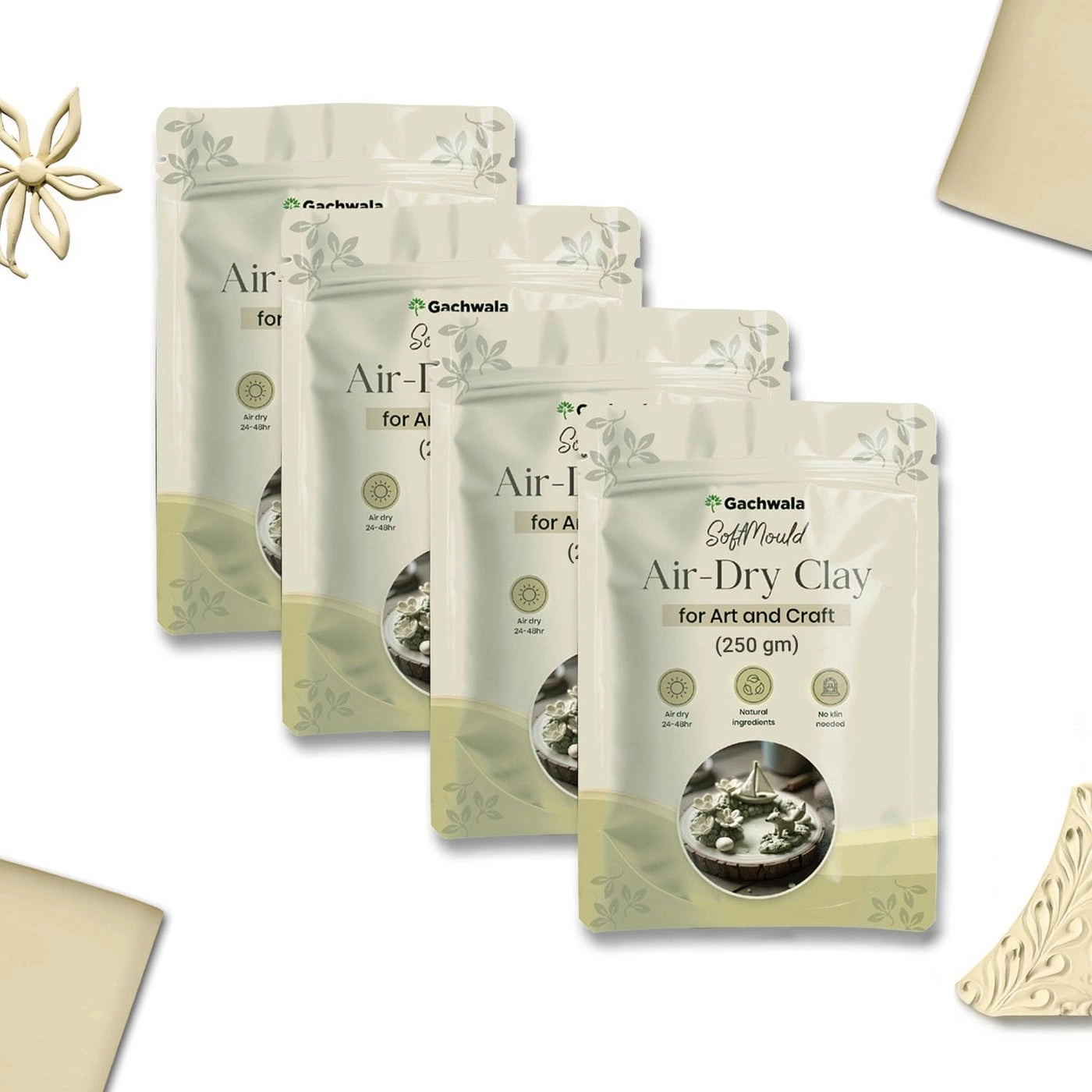 Gachwala Soft Mould Air Dry Clay - 1Kg 4pcs.