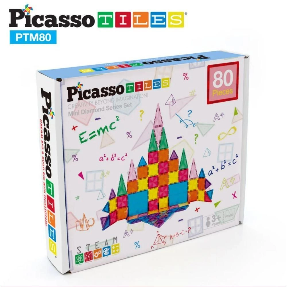 PicassoTiles Magnetic Mini Diamond Tiles - 80 pcs