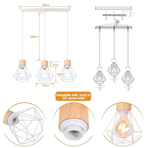 Pendant Lamp - 3-Bulb E27 16 cm