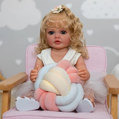 Reborn Baby Doll - 22 inch Silicone Vinyl Blonde Hair Ages 3+