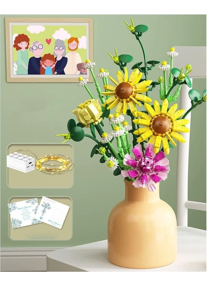 Flowers Bouquet Building Sets - Building Bricks DIY with Lights