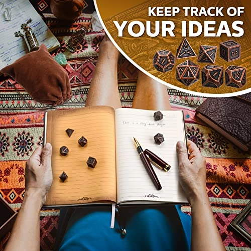 Dragon journal + Wooden pen + Metal dice + Dice bag - 10 piece(s)