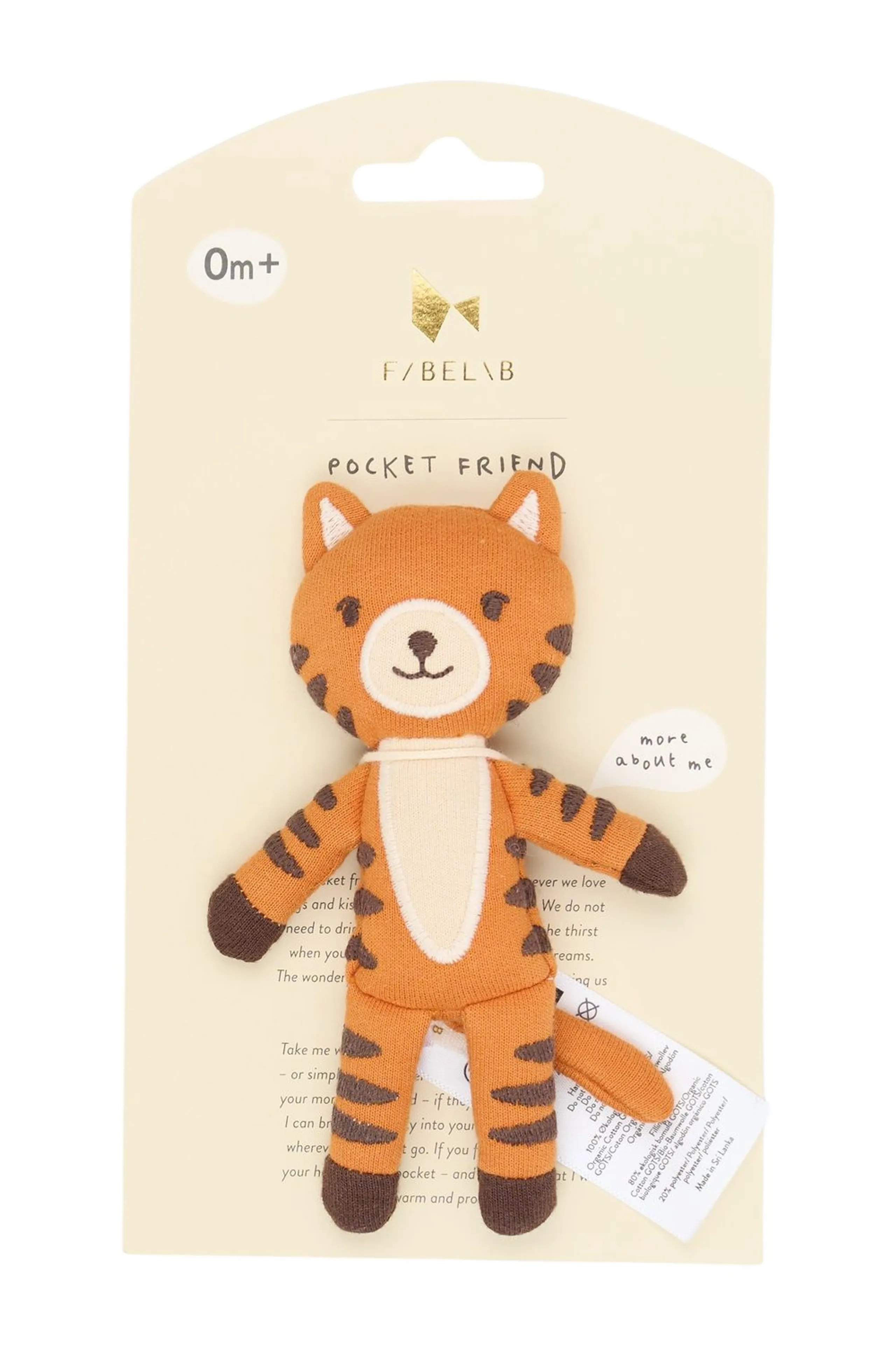 Tiger Plush Toy - 15 cm Organic Cotton