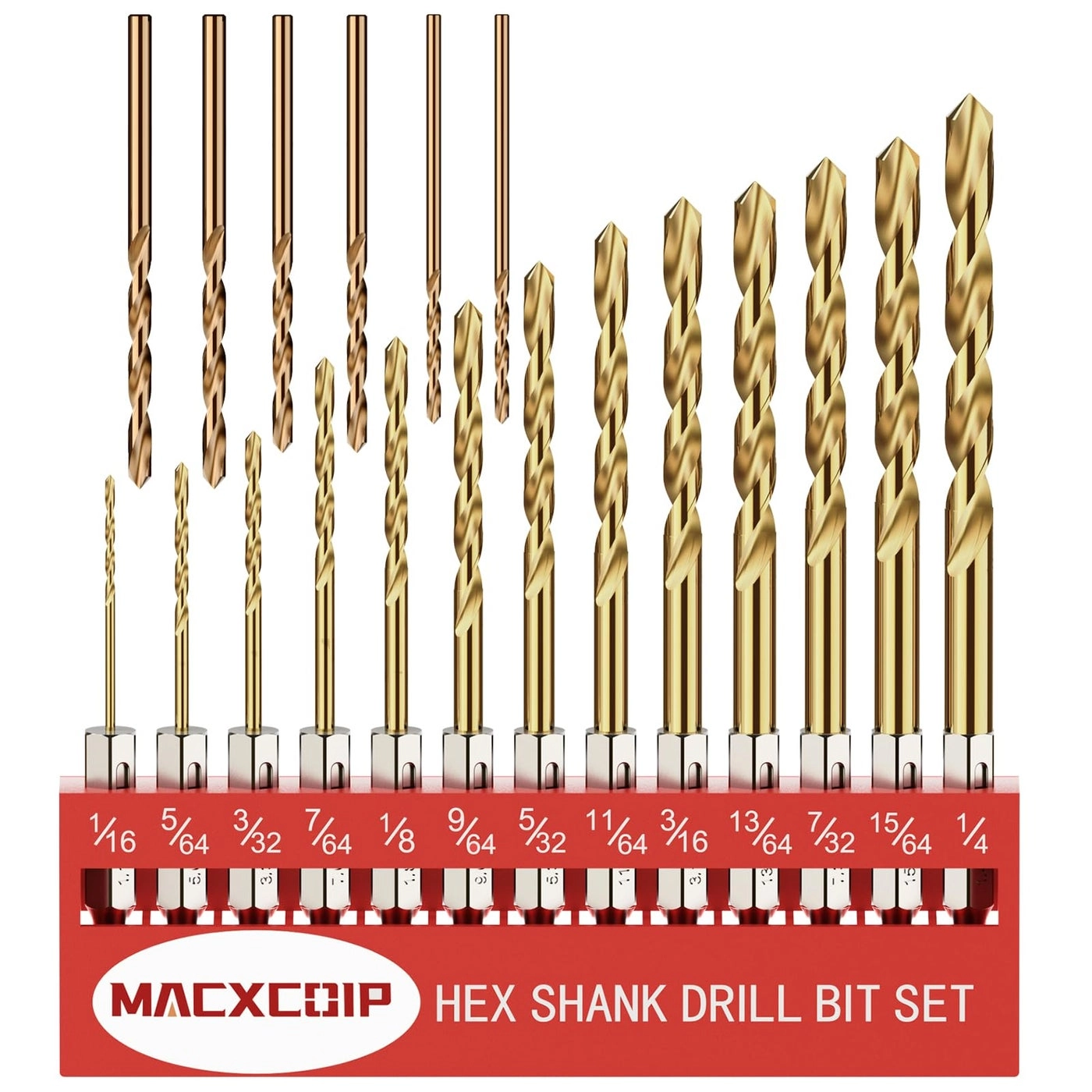 Drill Bit Set - Titanium Coating 19Pcs 1/16" - 1/4"