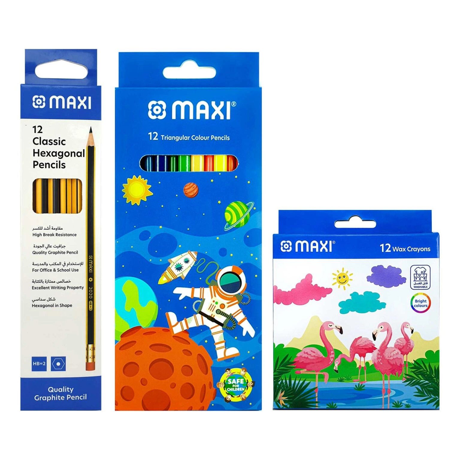School Stationery Kit - Wax Crayons Colour Pencils Accessories