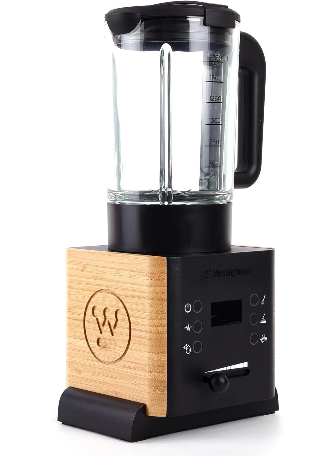 Westinghouse Digital Electronics Bamboo Table Blender - Bamboo panel, Adjustable speed, Stainless steel blades