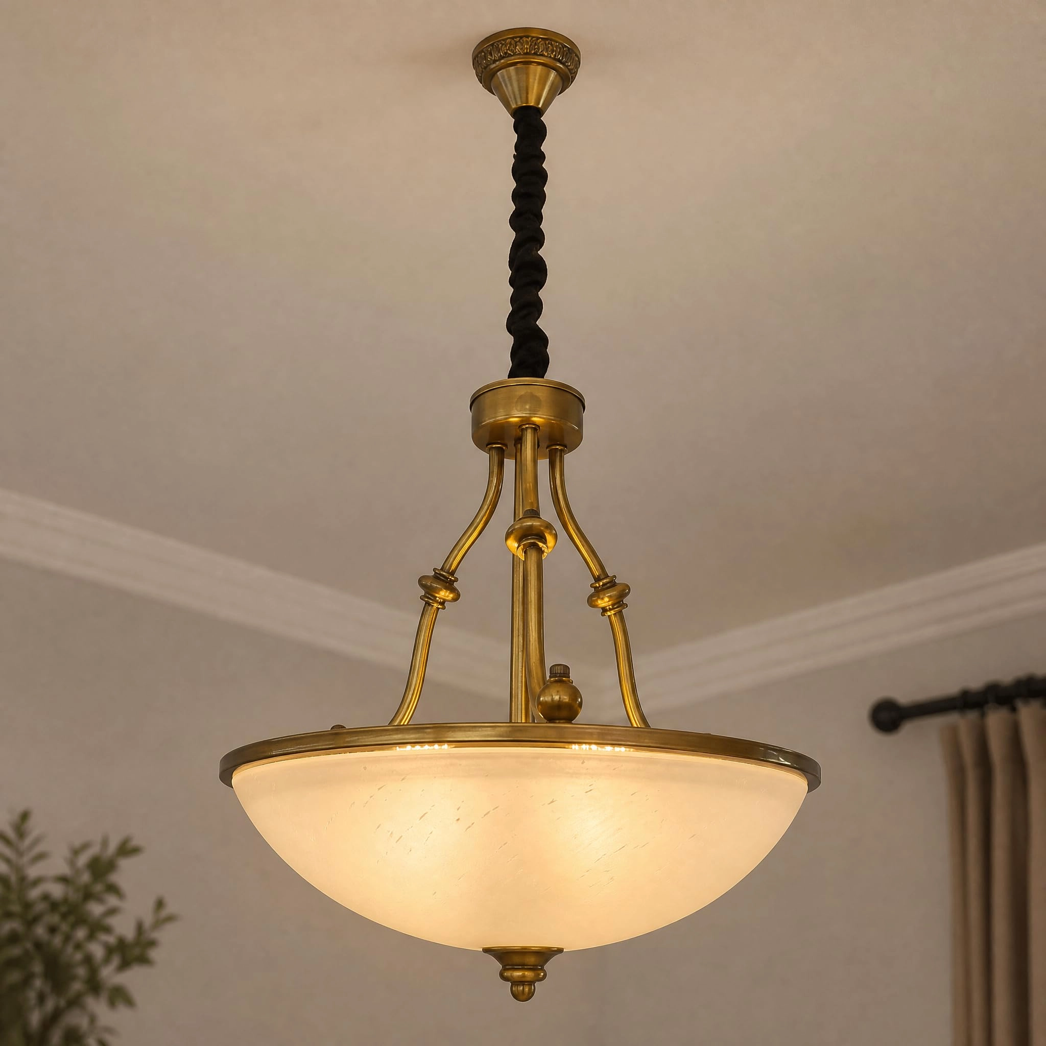 YATAI LIGHTING 3 Light Glass Pendant Light - Antique Copper Frosted Glass E27