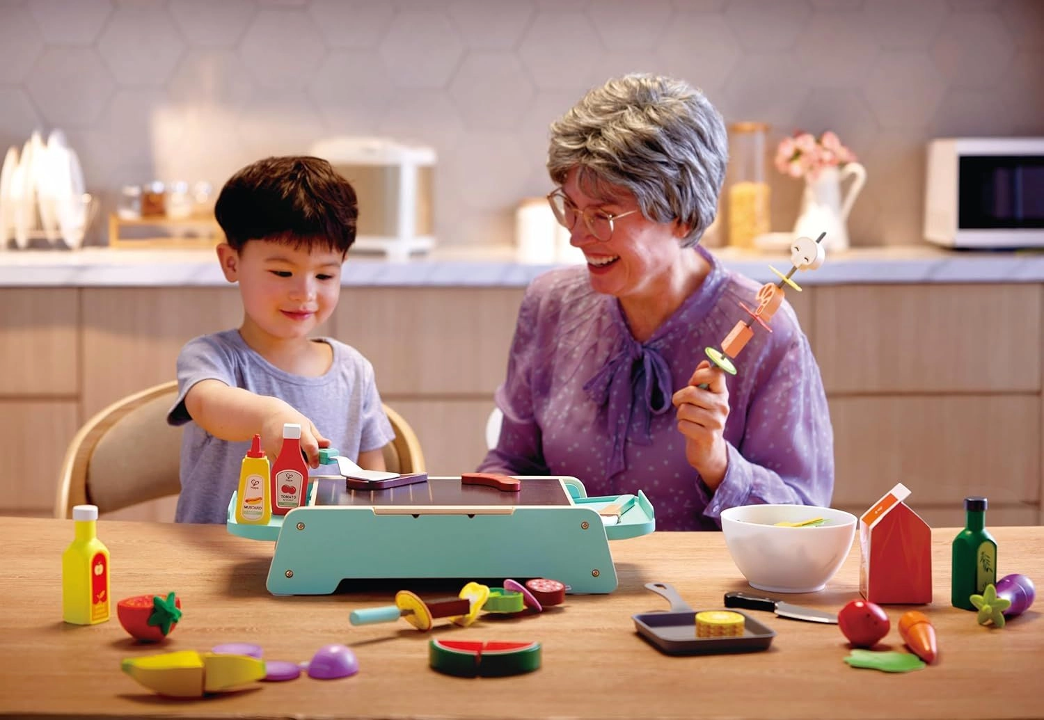 Wooden Sizzling Griddle & Grill BBQ Set - 24pcs (531-E3214)