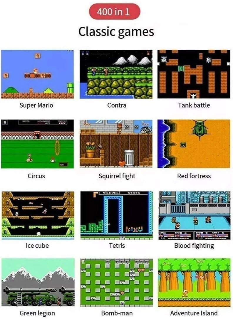 Handheld Game Console - 400 Built-in Games 3-Inch Color Screen Rechargeable Battery