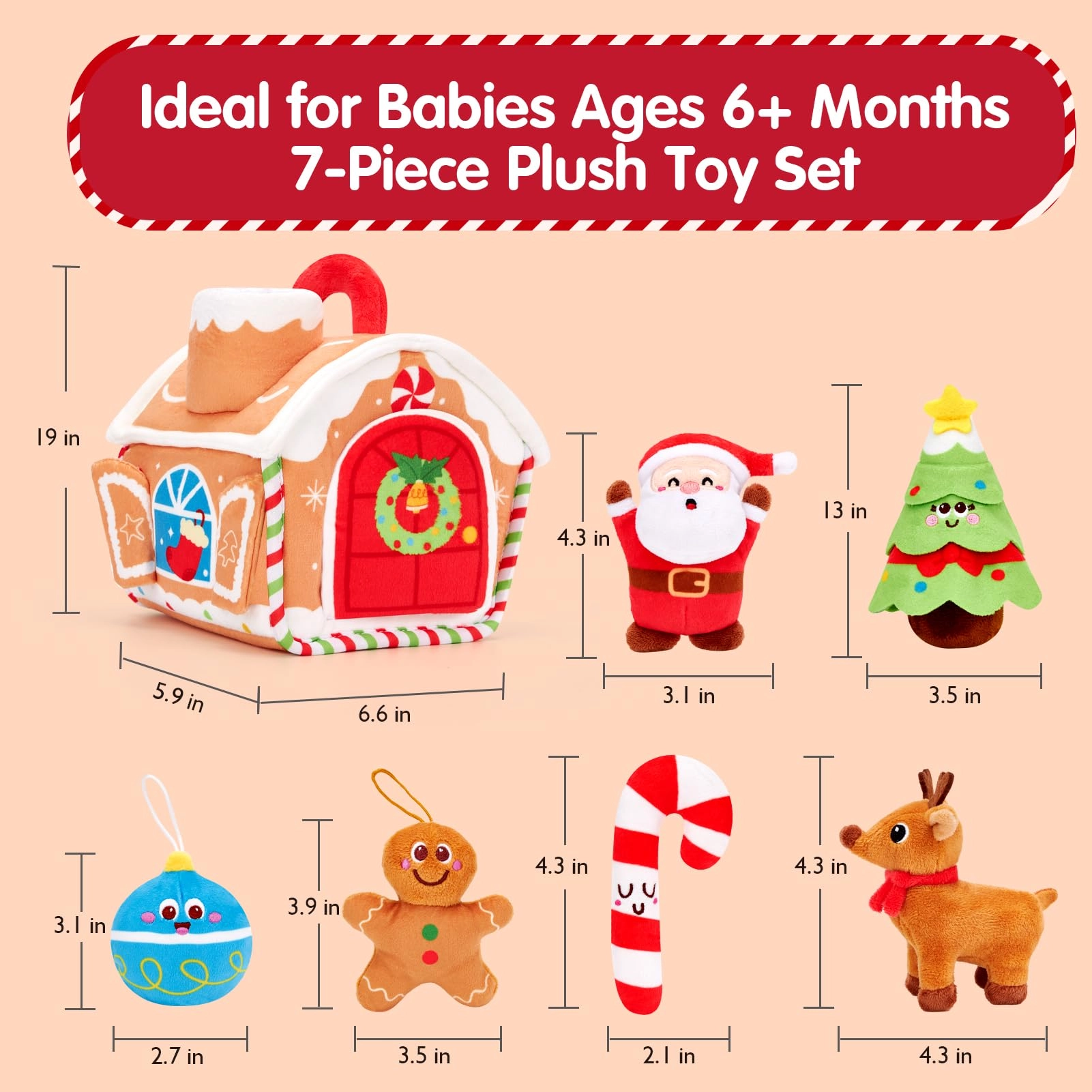 Musical & Sensory Plush Toy Set - 6-36 MONTHS Polyester Christmas 7