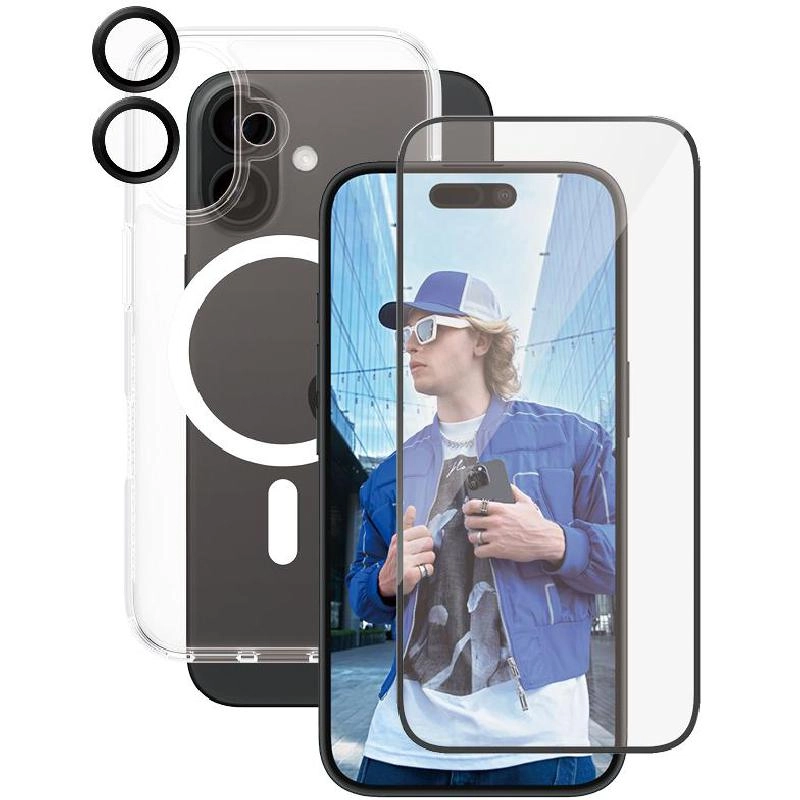 CARE MagSafe Case - 100% Recycled Plastic MagSafe + Ulta-Wide Fit Screen Protector - 60% Recycled Glass + Hoops Camera Lens Protector for iPhone 16 Plus