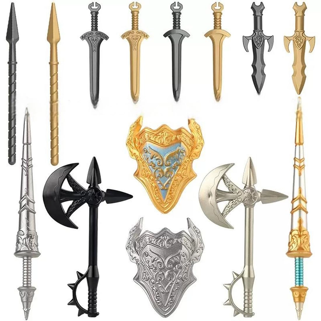 LootPop Medieval Knight Weapon Building Block Set - 14 Pieces