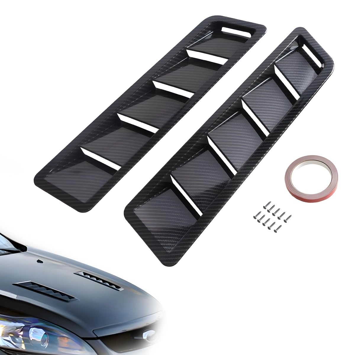 gasedin Car Hood Vent Scoop Kit - ABS 4.76 x 16.81 inches Universal Fit