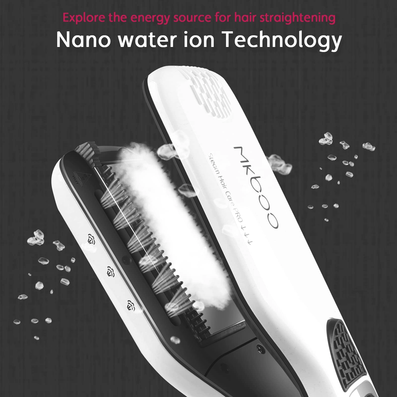 Hair Straightener with Steam - Nano Titanium Ceramic Removable Comb Digital LCD