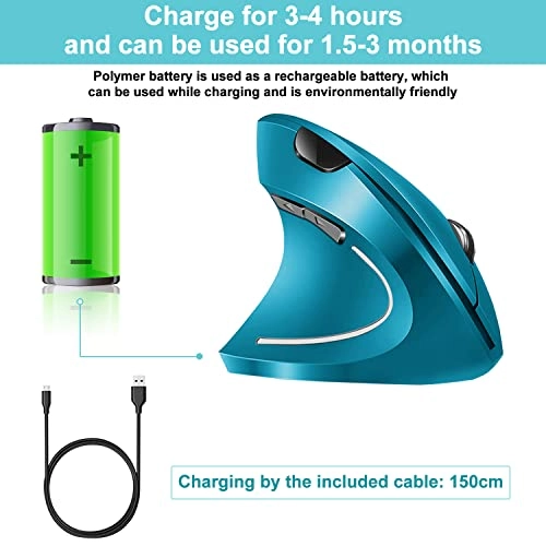 Ergonomic Vertical Wireless Optical Mouse - USB