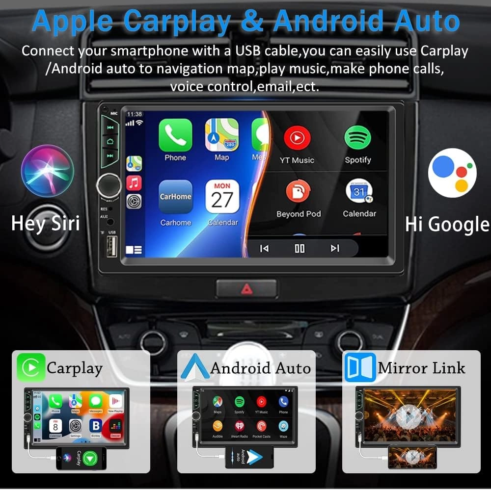 Double Din Car Stereo - 7 Inch Dash Cam