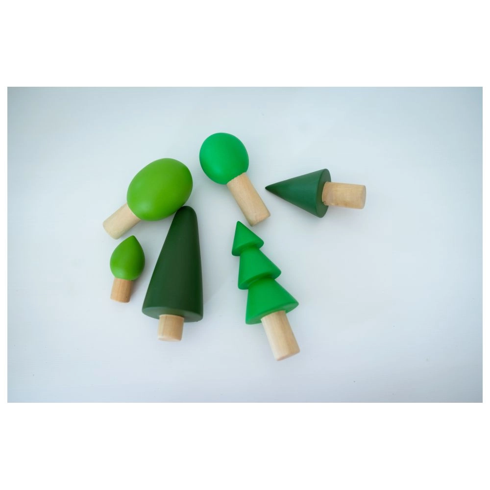 Evergreen Wooden Forest Trees - Suitable for 2 years & above 6 pieces