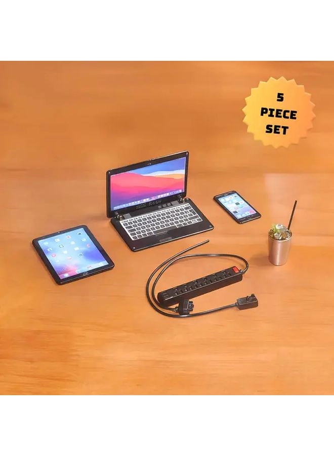 Generic Smartphone - 1:6 scale Black + Tablet + Laptop + Alloy Socket + Coffee Mug