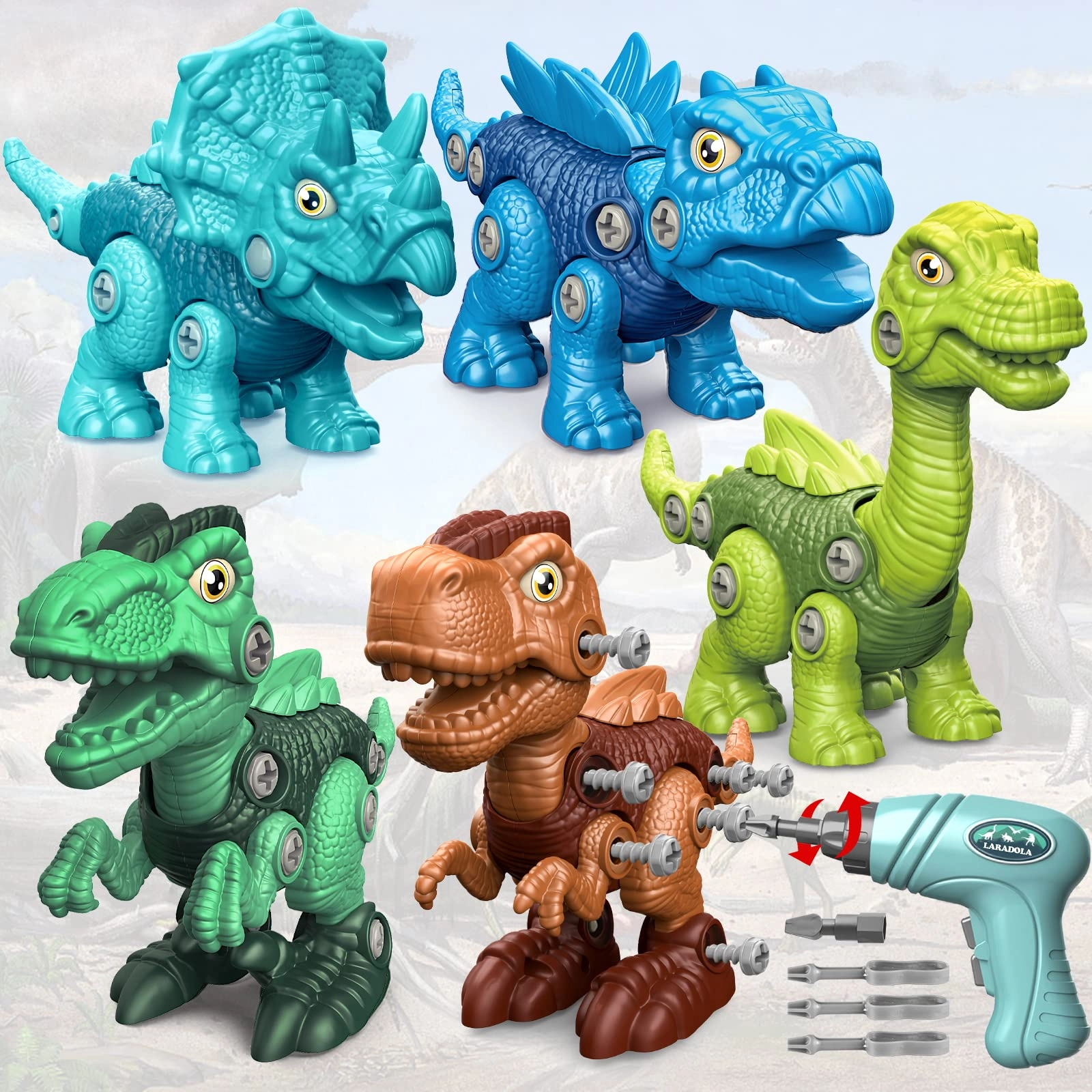 Laradola Stem Dinosaur Toy - Take Apart with Electric Drill
