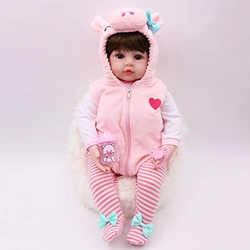Rebirth Baby Doll - 48cm/58cm Silicone Limbs Cloth Body Panda Clothes Gift Set