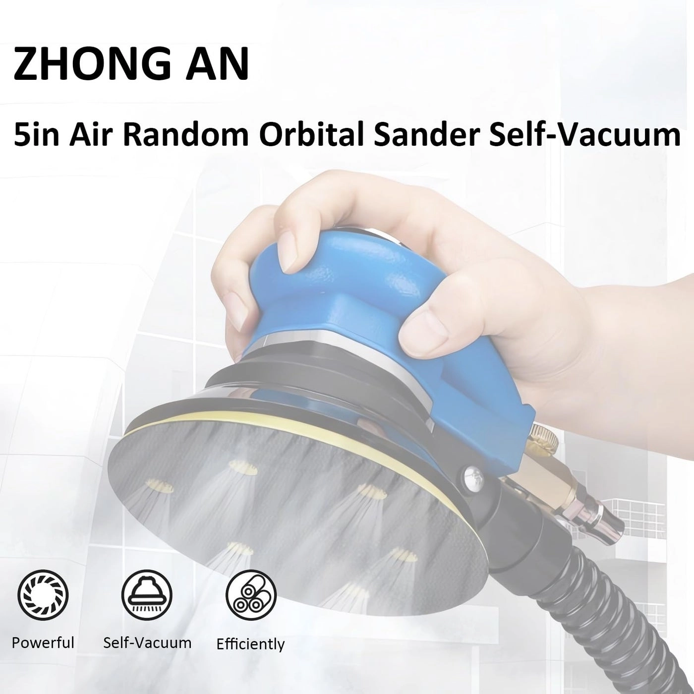 Air Random Obrital Sander - 5" Dual Action Hook and Loop