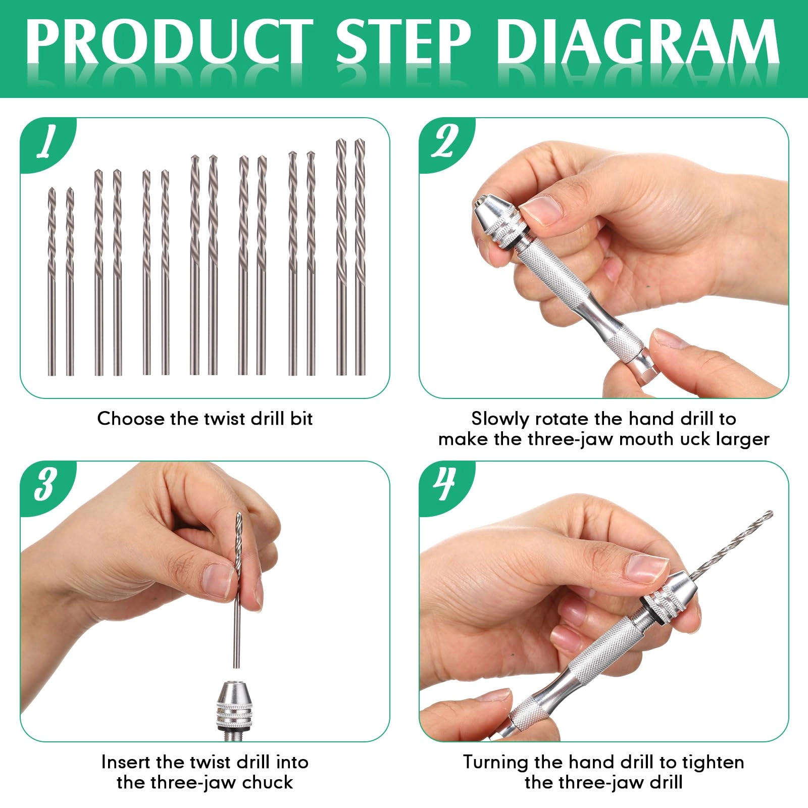 Hand Drill Bits Set - 57 Pieces + Pin Vise Hand Drill - 1 Piece + Micro Twist Drill Bits - 46 Pieces 0.1-1mm + PCB Mini Drill Bits - 10 Pieces