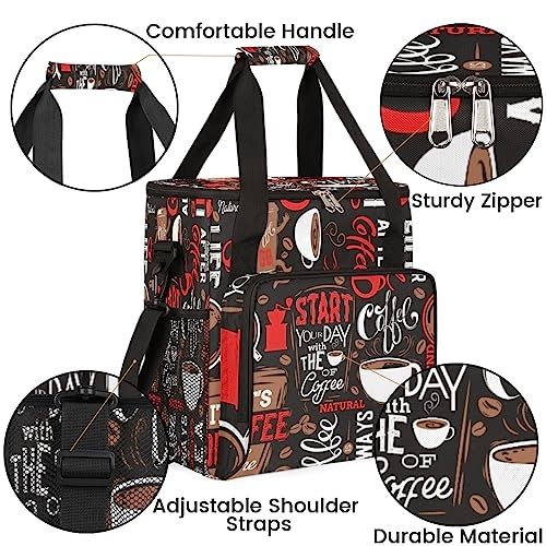 Coffee Maker Carrying Bag - Love Joy Laugh Letter Red Portable Single Serve