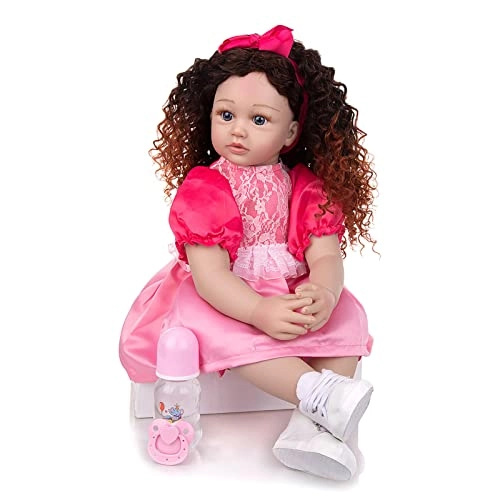 Reborn Baby Doll - 24 Inch Vinyl Cotton Body Pink Yarn Skirt Ages 3+