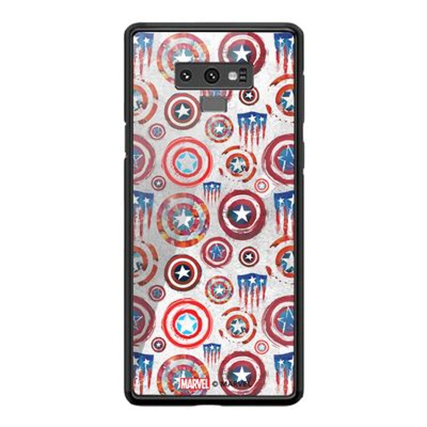 Cap's Shield Samsung Note 9 Cover - TPU Bumper Case + Tempered Glass Back Back Case