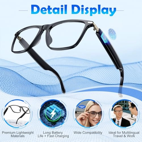 AI Translation Smart Glasses - 138 Languages Photochromic Lens Bluetooth