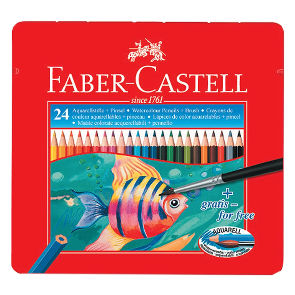 Faber-Castell Fish Flat Tin Water Colour Pencil - 24pcs