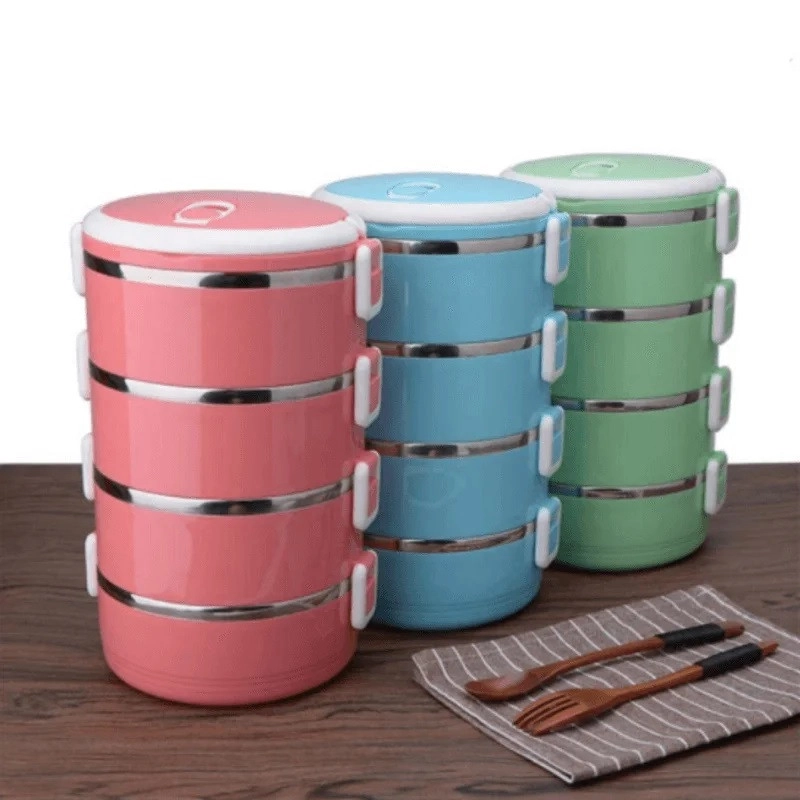 khomat Stainless Steel Lunch Box - Multi-Layer Thermal Insulated Leakproof