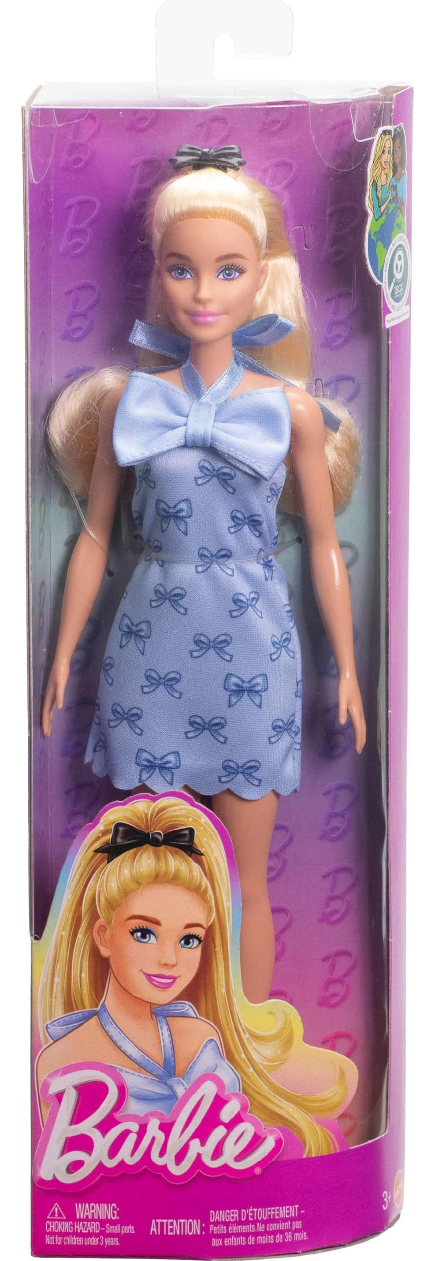 Barbie Fashionistas - #237 Wavy Blonde Ponytail Blue Bow Halter Dress