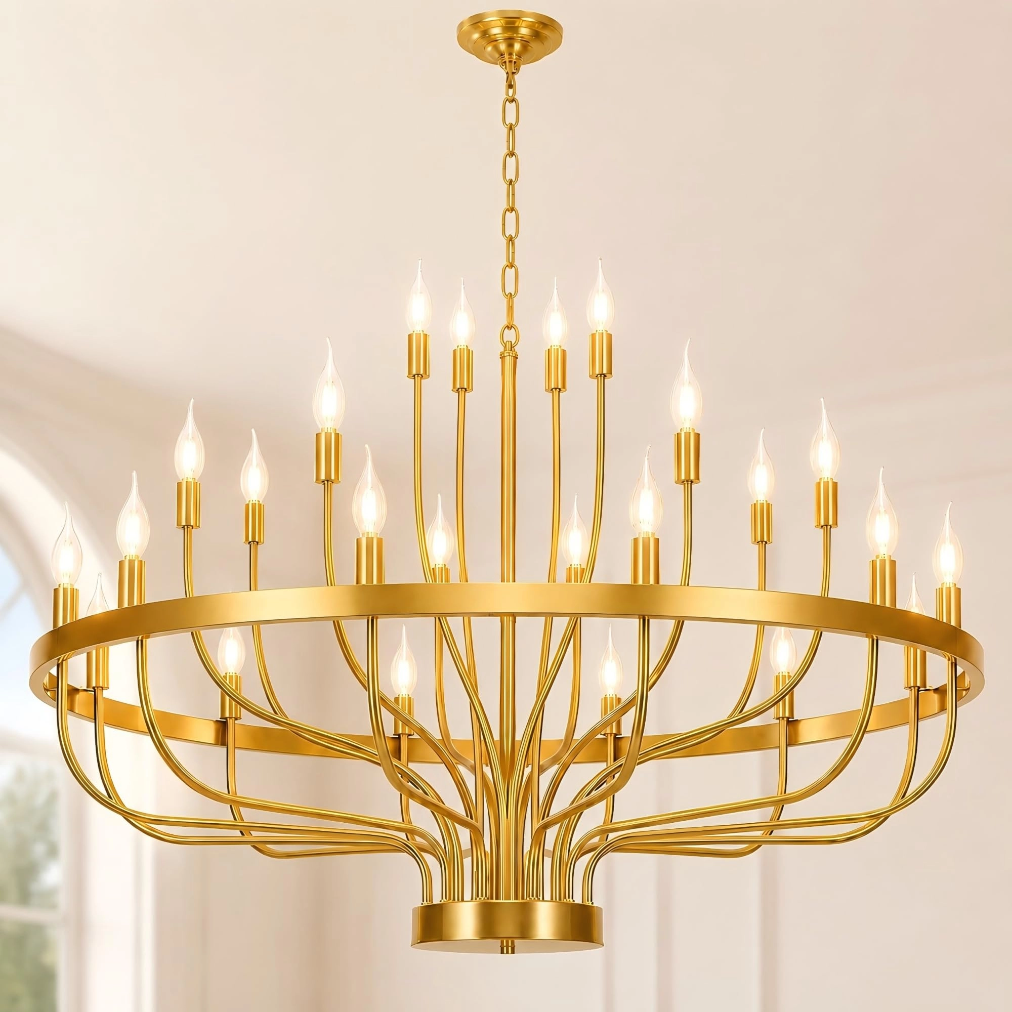Shandaglo Wagon Wheel Chandelier - 24 Lights 39 in 3 Layers