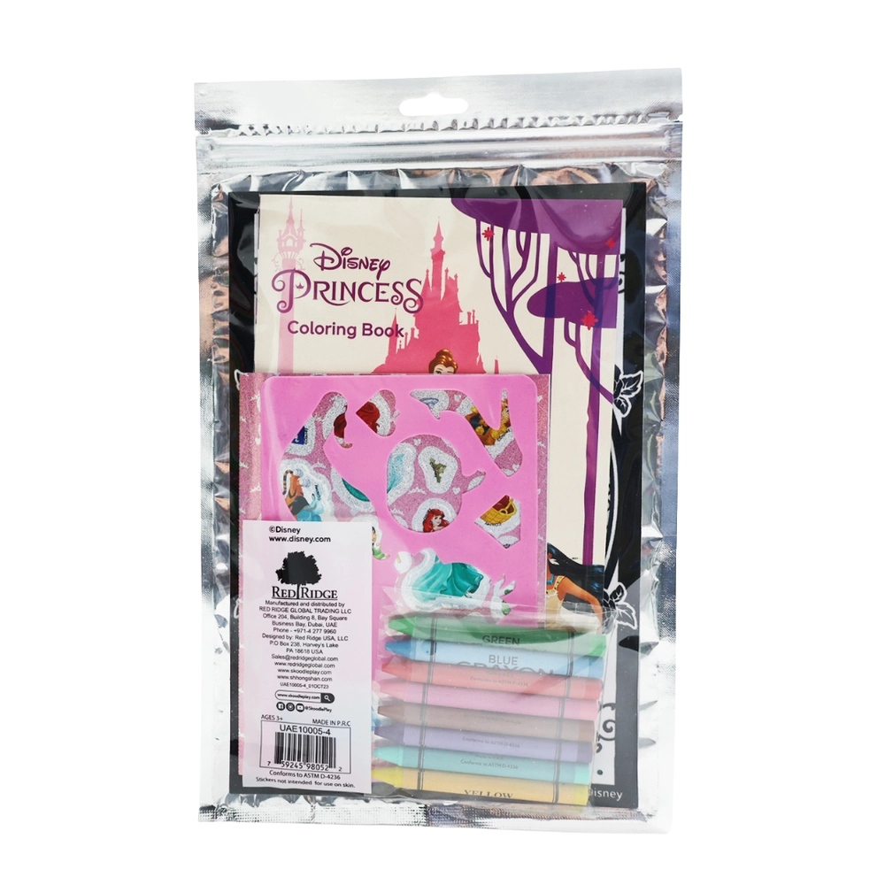 Princess Play Pack Grab & Go Kit - 24-page coloring book 8 crayons resealable pouch Ages 3+