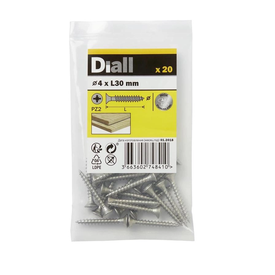 Diall Stainless Steel Wood Screw - 30 mm 4
