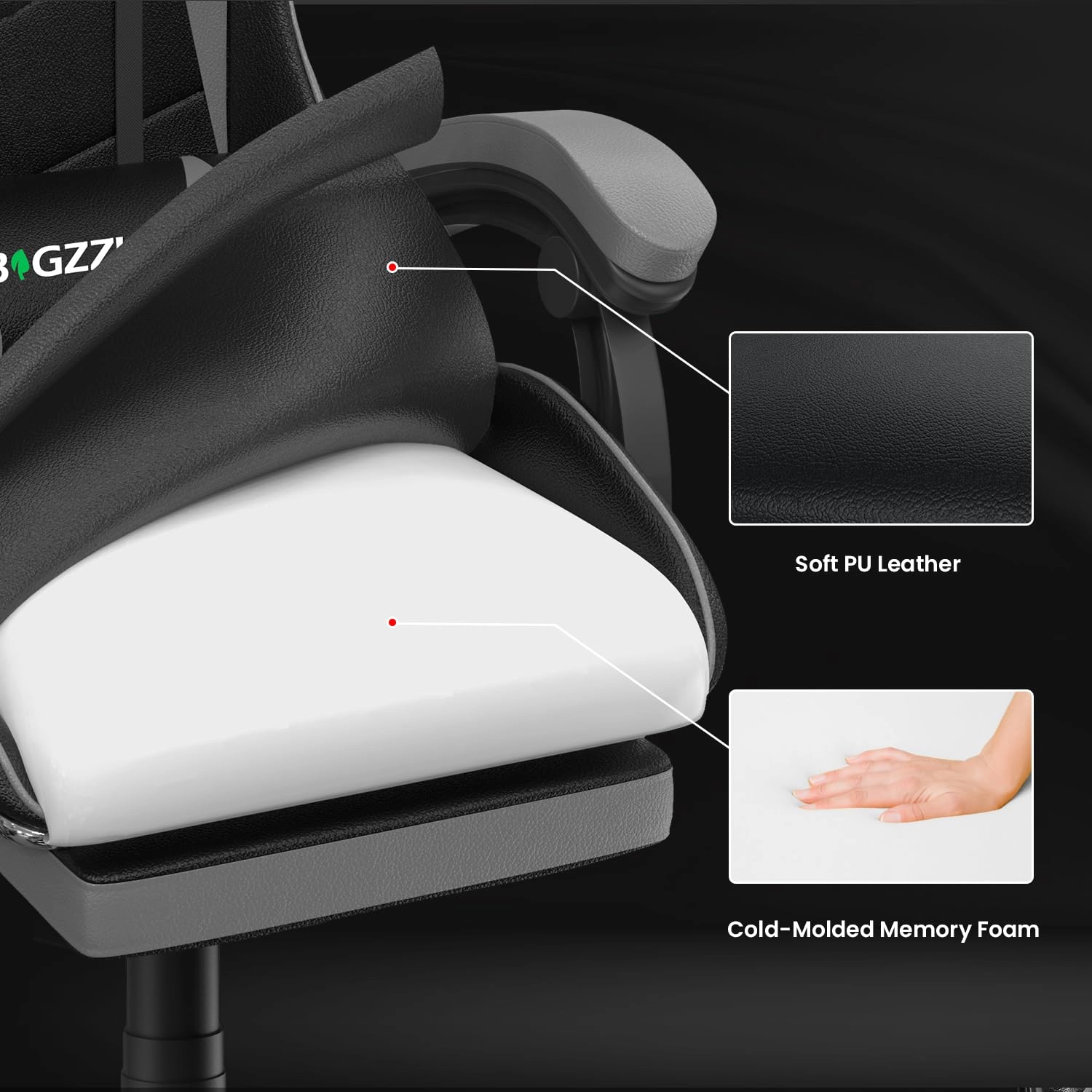 A gaming chair - Adjustable Height Reclining Feature