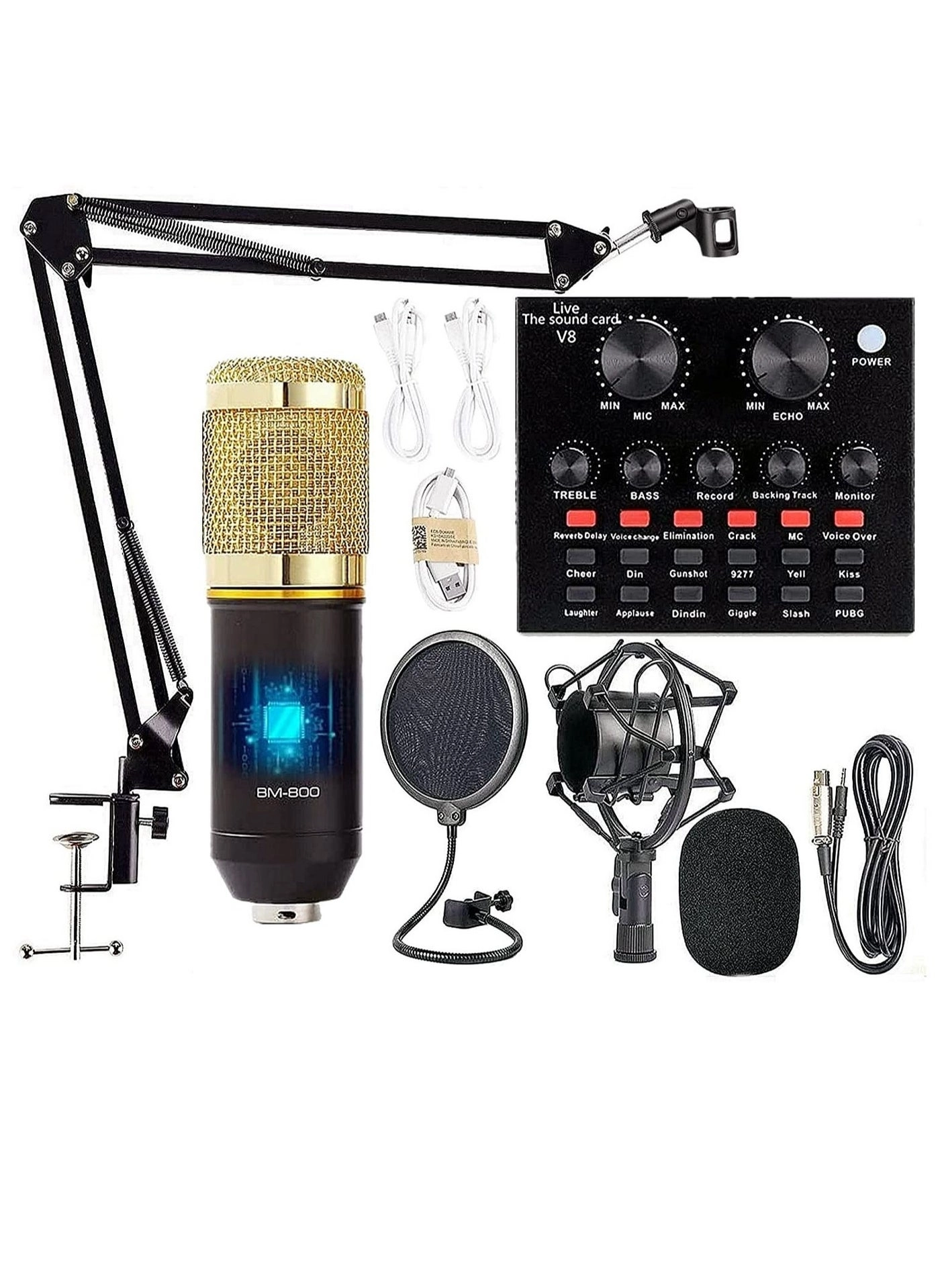BM-800 + V8 Live Sound Card Wired Microphone