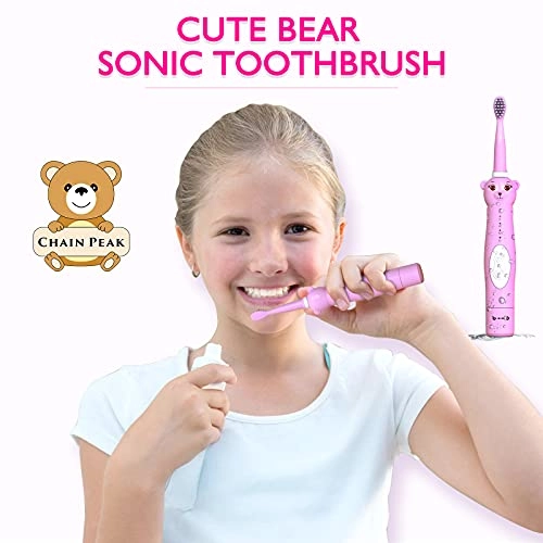 Kids Sonic Electric Toothbrush - Rechargeable 6 Brush Heads 2 Min Timer