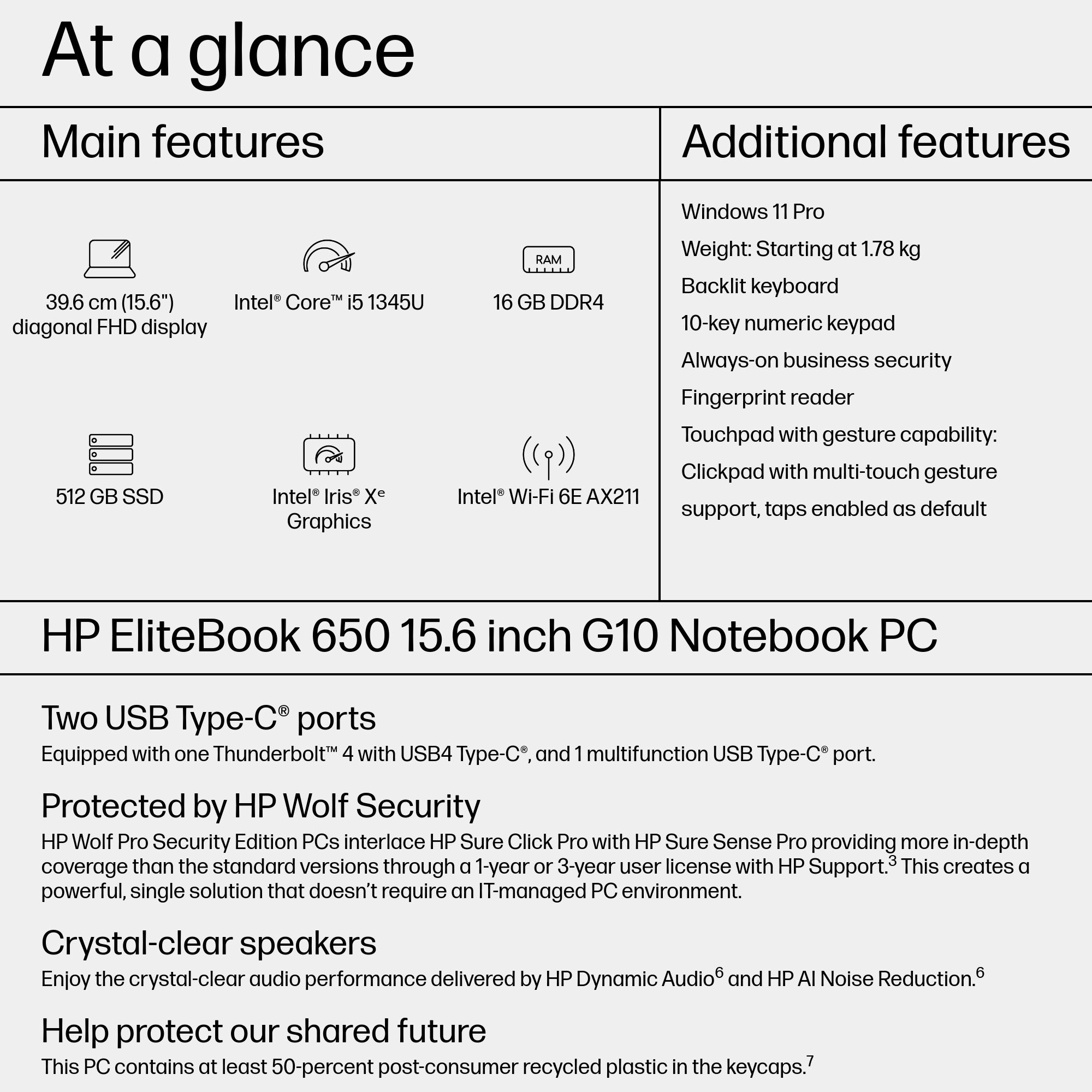 EliteBook 650 G10 968N0ET - 15.6'' i7-1355U 16GB DDR4 512GB SSD
