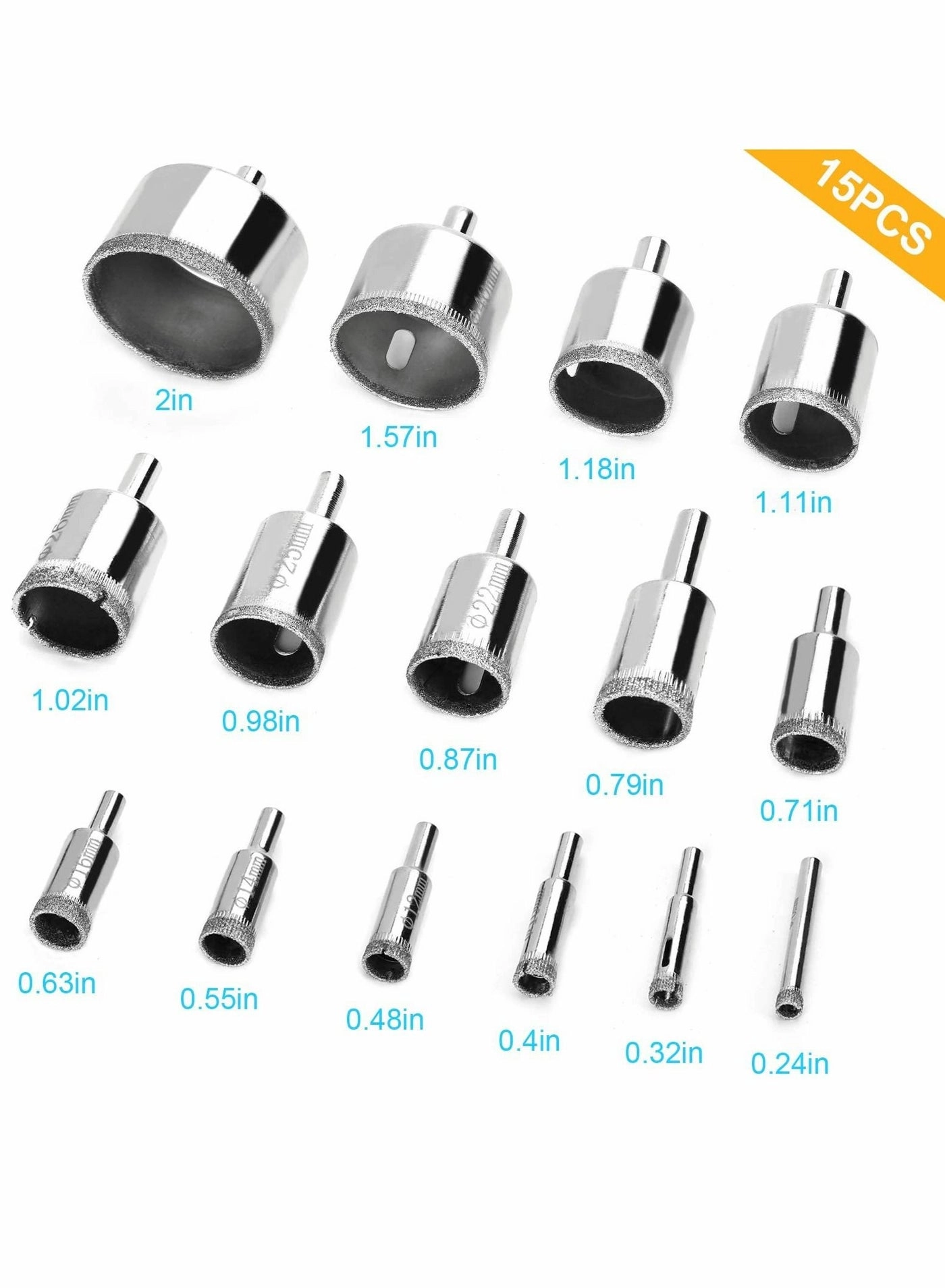 Diamond Drill Bits - 15 Pcs 6mm-50mm Kit
