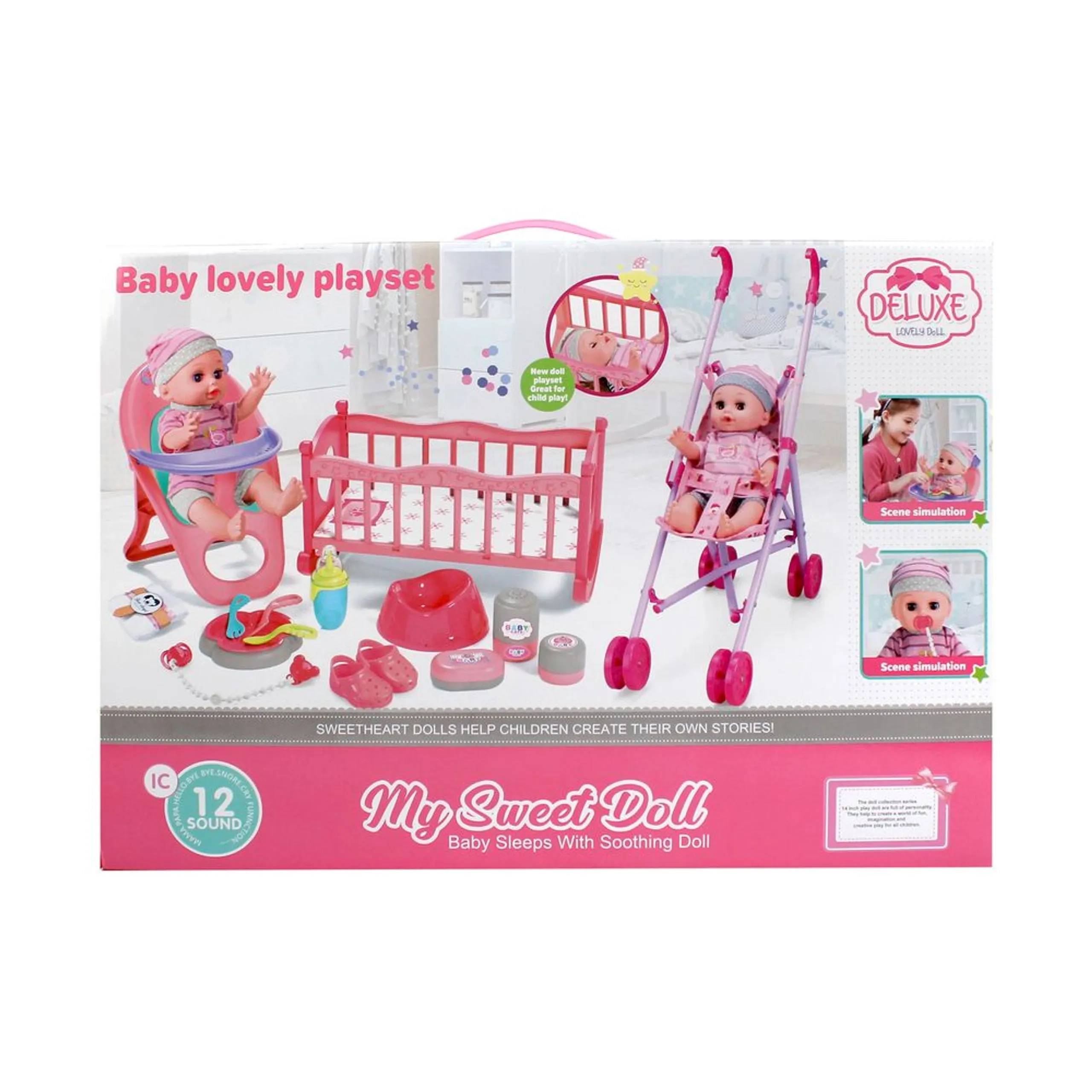 My Sweet Doll Playset - 3-In-1 14 inch 16 Pcs Ages 3+