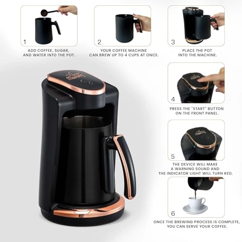 Turkish Coffee Maker - 4 Cups Auto Shut-Off